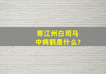 寄江州白司马中病鹤是什么?