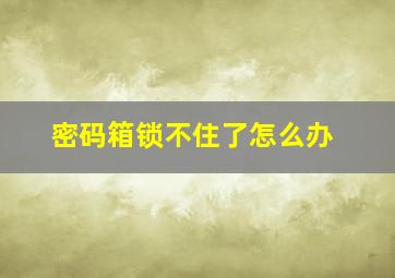 密码箱锁不住了怎么办(