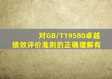 对GB/T19580《卓越绩效评价准则》的正确理解有( )。