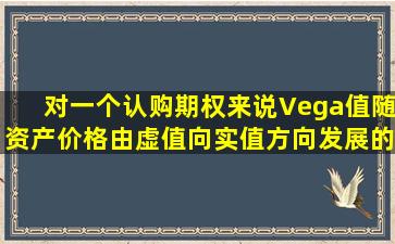 对一个认购期权来说,Vega值随资产价格由虚值向实值方向发展的变化...