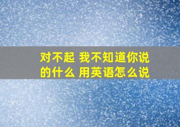 对不起 我不知道你说的什么 用英语怎么说