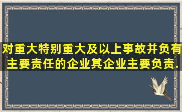 对重大、特别重大及以上事故并负有主要责任的企业,其企业主要负责...