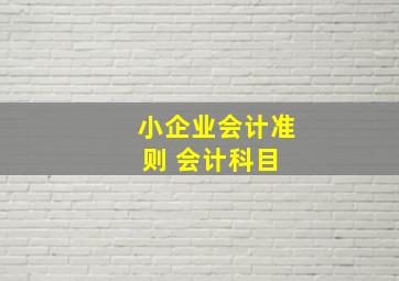 小企业会计准则 会计科目 