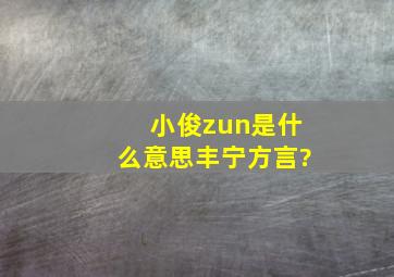 小俊(zun)是什么意思,丰宁方言?