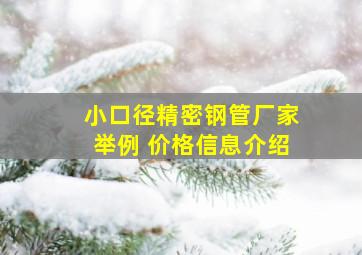 小口径精密钢管厂家举例 价格信息介绍