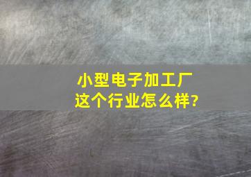 小型,电子加工厂,这个行业怎么样?