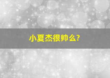 小夏杰很帅么?