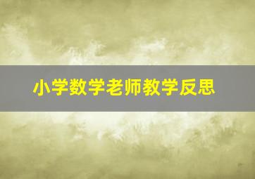 小学数学老师教学反思