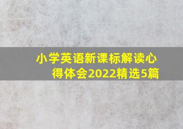 小学英语新课标解读心得体会2022(精选5篇)