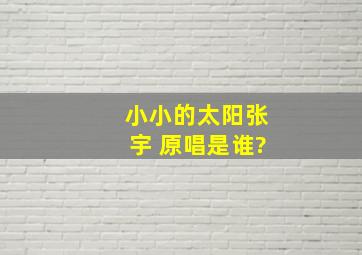 小小的太阳张宇 原唱是谁?