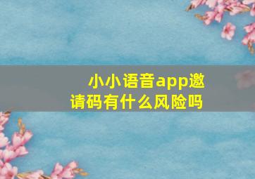 小小语音app邀请码有什么风险吗(