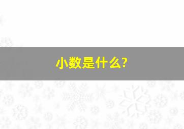 小数是什么?