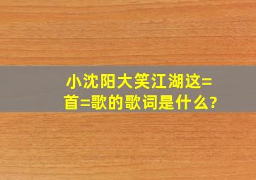 小沈阳《大笑江湖》这=首=歌的歌词是什么?