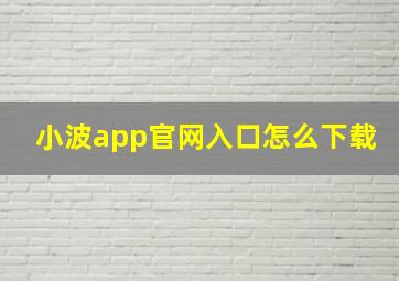 小波app官网入口怎么下载
