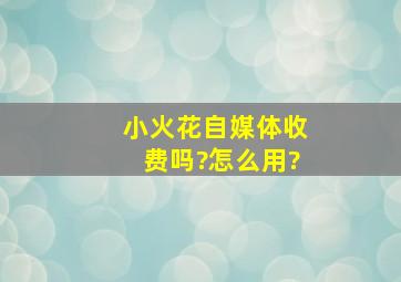 小火花自媒体收费吗?怎么用?