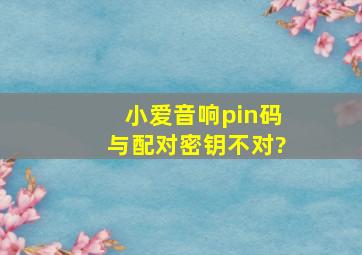 小爱音响pin码与配对密钥不对?