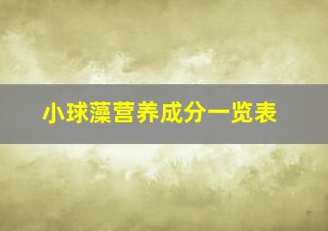 小球藻营养成分一览表