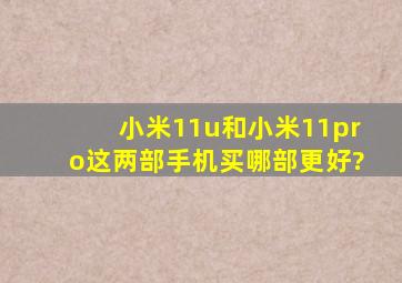 小米11u和小米11pro,这两部手机买哪部更好?