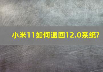 小米11如何退回12.0系统?