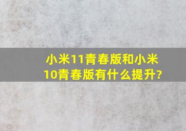 小米11青春版和小米10青春版有什么提升?