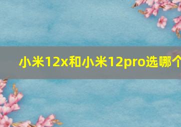 小米12x和小米12pro选哪个