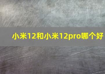 小米12和小米12pro哪个好