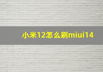 小米12怎么刷miui14