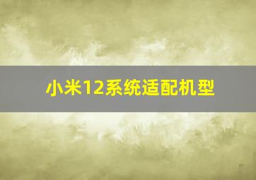 小米12系统适配机型