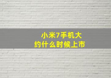 小米7手机大约什么时候上市