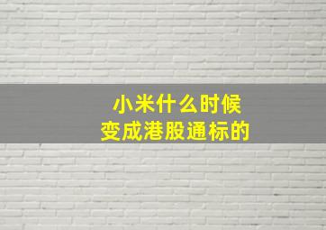 小米什么时候变成港股通标的