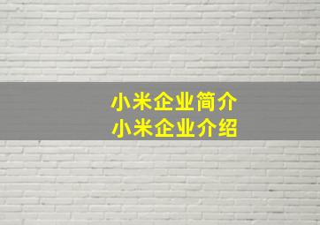 小米企业简介 小米企业介绍