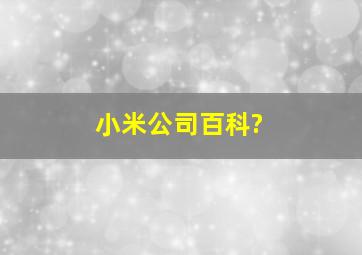 小米公司百科?