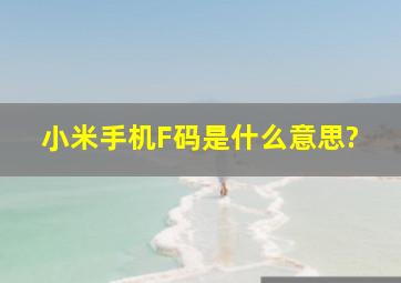 小米手机F码是什么意思?