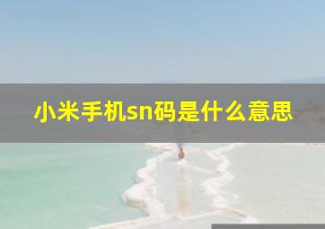 小米手机sn码是什么意思