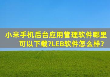 小米手机后台应用管理软件哪里可以下载?LEB软件怎么样?