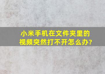 小米手机在文件夹里的视频突然打不开怎么办?