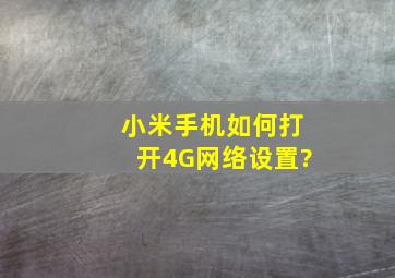 小米手机如何打开4G网络设置?