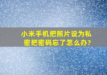 小米手机把照片设为私密把密码忘了怎么办?