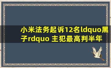 小米法务起诉12名“黑子” 主犯最高判半年 汤家凤危