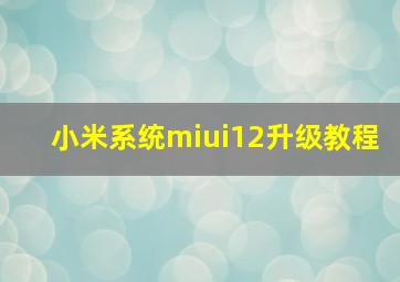 小米系统miui12升级教程