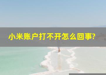 小米账户打不开怎么回事?