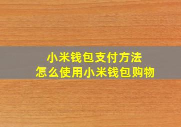 小米钱包支付方法 怎么使用小米钱包购物