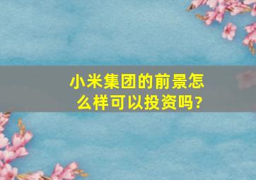 小米集团的前景怎么样,可以投资吗?