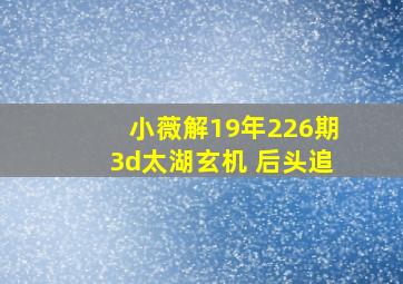 小薇解19年226期3d太湖玄机 后头追