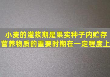 小麦的灌浆期是果实种子内贮存营养物质的重要时期在一定程度上