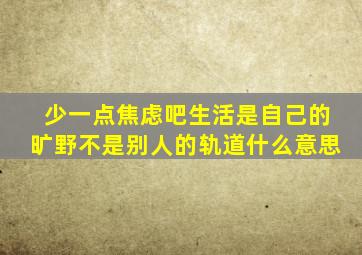 少一点焦虑吧生活是自己的旷野不是别人的轨道什么意思