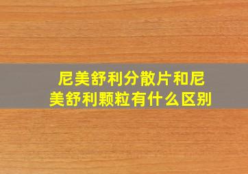 尼美舒利分散片和尼美舒利颗粒有什么区别