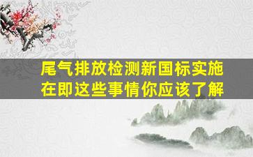 尾气排放检测新国标实施在即,这些事情你应该了解。