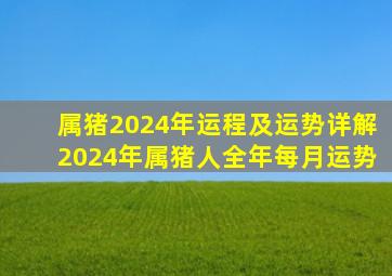 属猪2024年运程及运势详解2024年属猪人全年每月运势