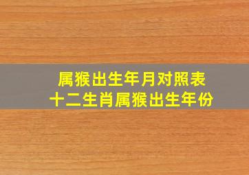 属猴出生年月对照表,十二生肖属猴出生年份